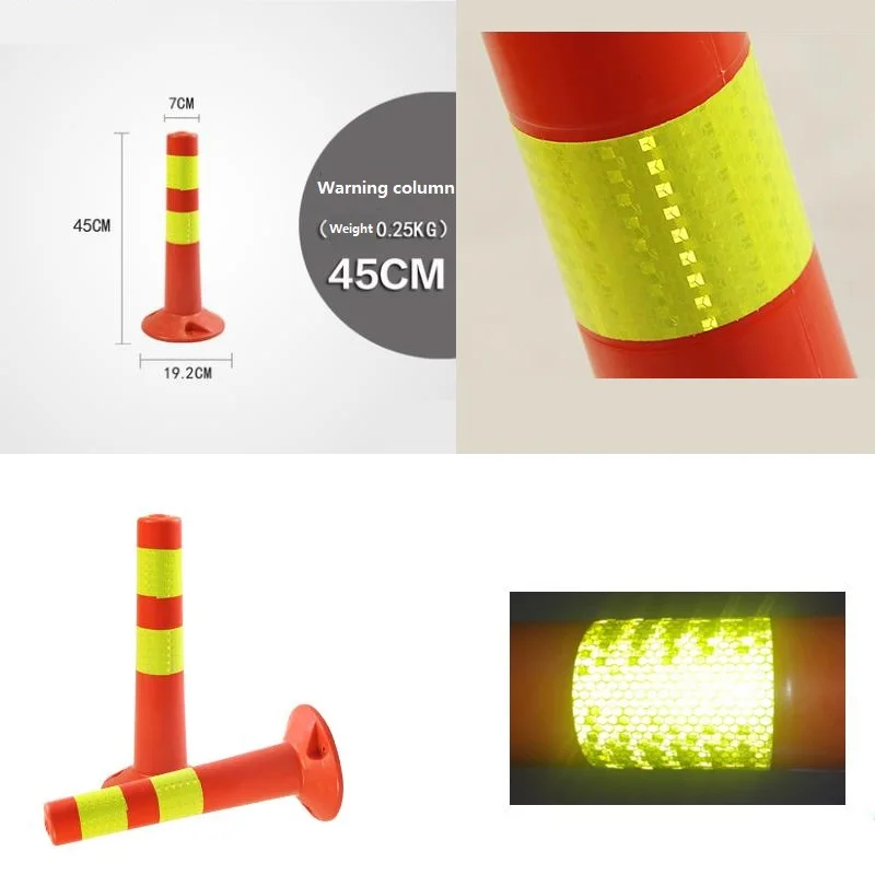 45CM High Increase Warning Reduce Danger Plastic Road Facilities Crossing Sign Safety Reflective Pile Elastic Column Cone