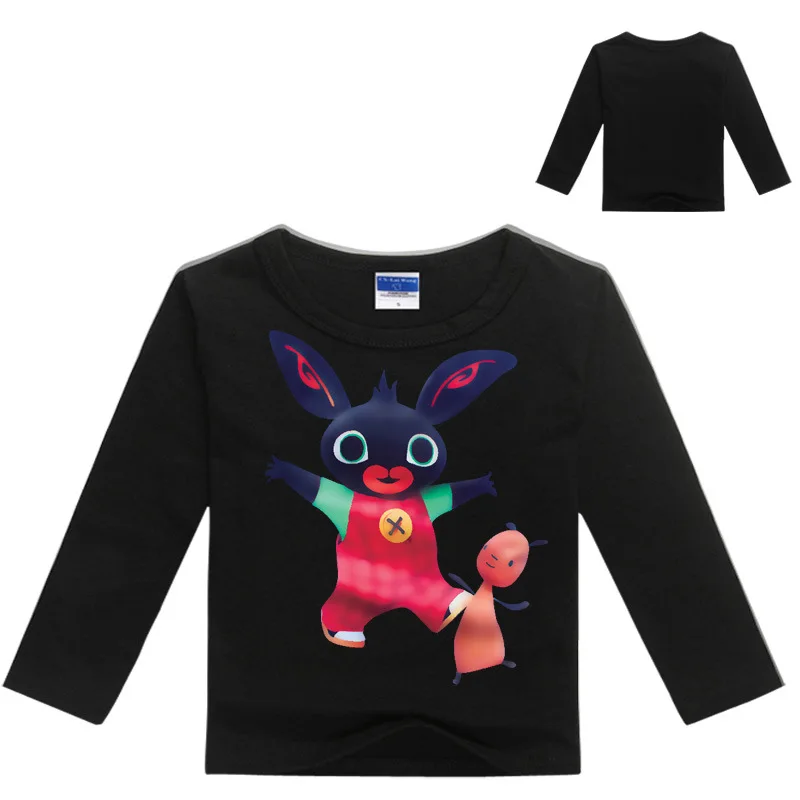 Детские толстовки с капюшоном свитера для мальчиков футболка с кроликом Bing топы с длинными рукавами для девочек, Детский свитер летняя одежда для детей 3, 4, 5, 6, 7, 8, 9, 10 лет - Цвет: Black