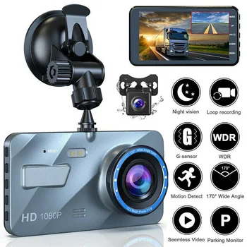 

4" 2.5D HD Screen 1080P Dual Lens Car DVR Video Recorder Dash Cam G-Sensor Rear Camera Full HD Car DVR 170 Degree Wide Angle