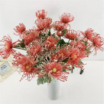 

10Pcs Fake Pincushion Flowers 23.62" Length Simulation Crab Chrysanthemum for Wedding Home Decorative Artificial Flowers
