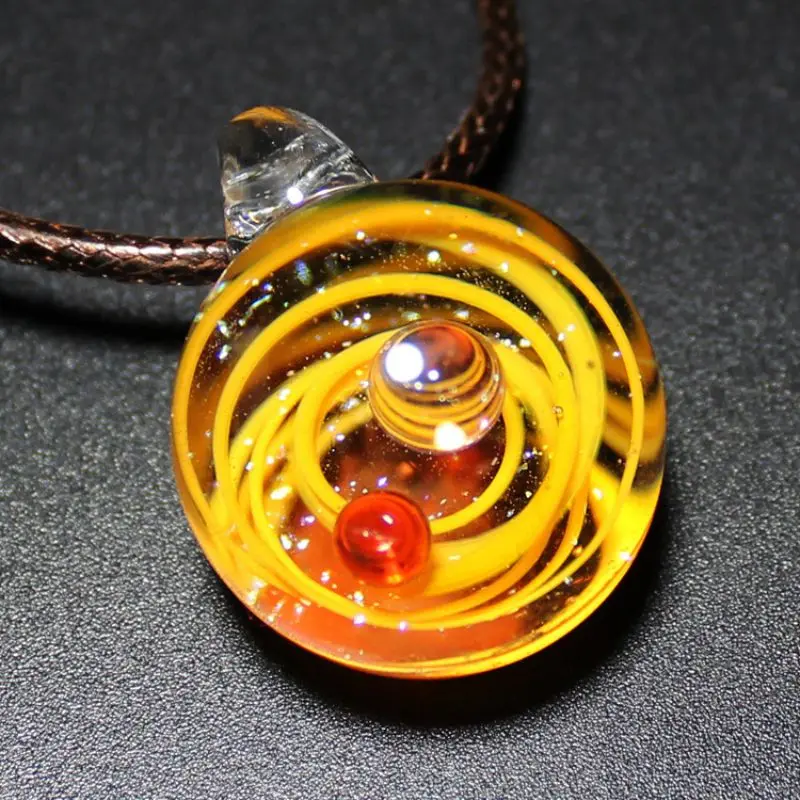 Nebula Cosmic Handmade Necklace Valentine's Day Present Galaxy Glass Pendant with Rope Necklace Lucky Women Couple Jewelry Decor - Цвет: H