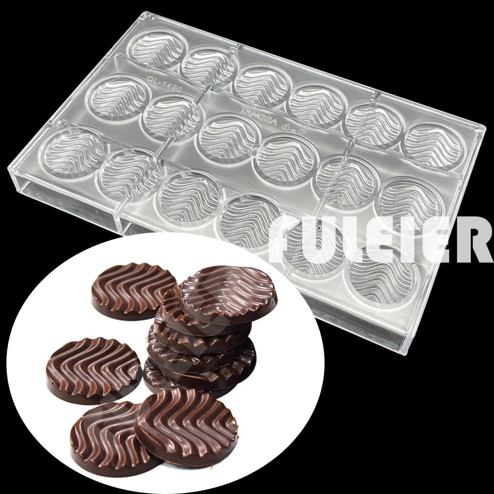 

18 Cavities Threaded Round Chocolate Mold Polycarbonate Baking Mould Cake Confectionery Tool Bakeware Candy Maker Mold