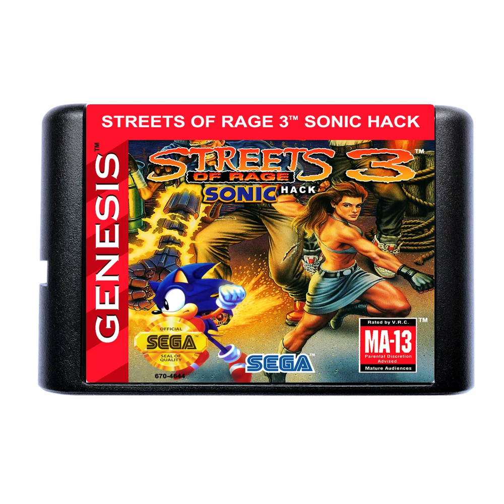 Карты для Sega Mega Drive For Genesis серии улица рейдж 3 Sonic Hack 16 Bit MD|16 bit|md game16 bit md |