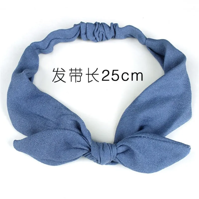 Простой полиэфирный ободок с кроличьими ушками для женщин, женский высококачественный Эластичный Бант, повязка для волос, обруч для волос, аксессуары для волос для девочек