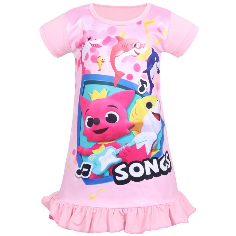 

2019 Children Tracksuit Shark Children Elastic GIRL'S Nightgown Cartoon Digital Printing Foreign Trade Childrenswear 6449