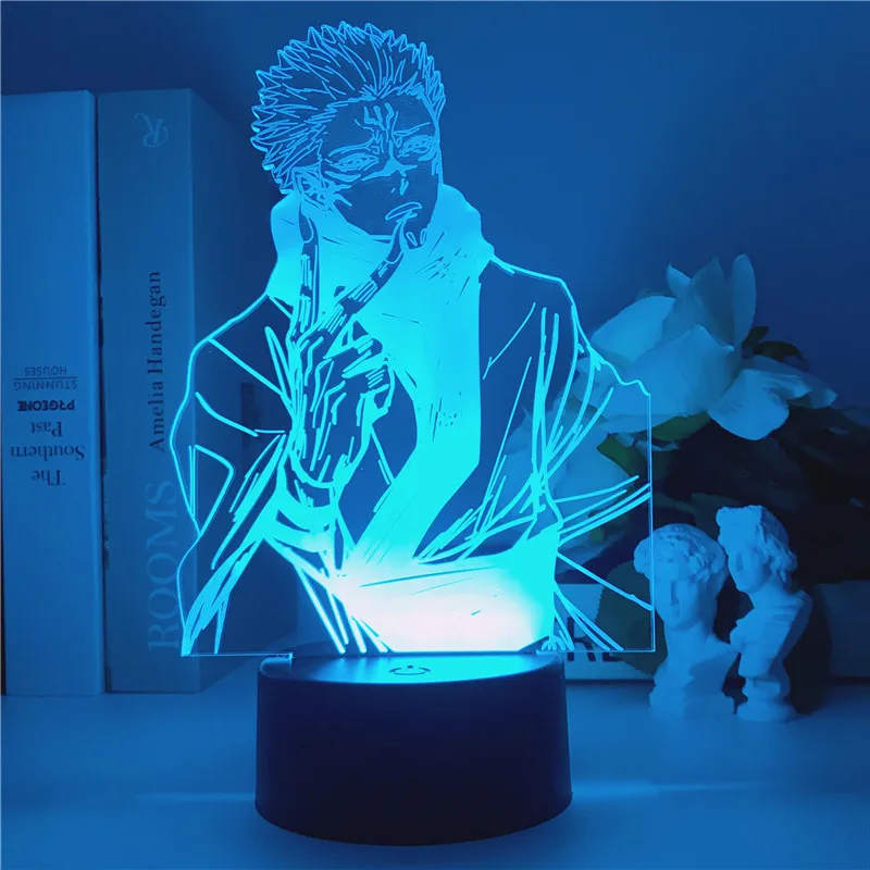 Jujutsu Kaisen 3D Illusion LED Night Light Manga Ryomen Sukuna Fans Kids Creative Gifts Table Lamps RGB Flash Mode Fashion Color | Лампы и