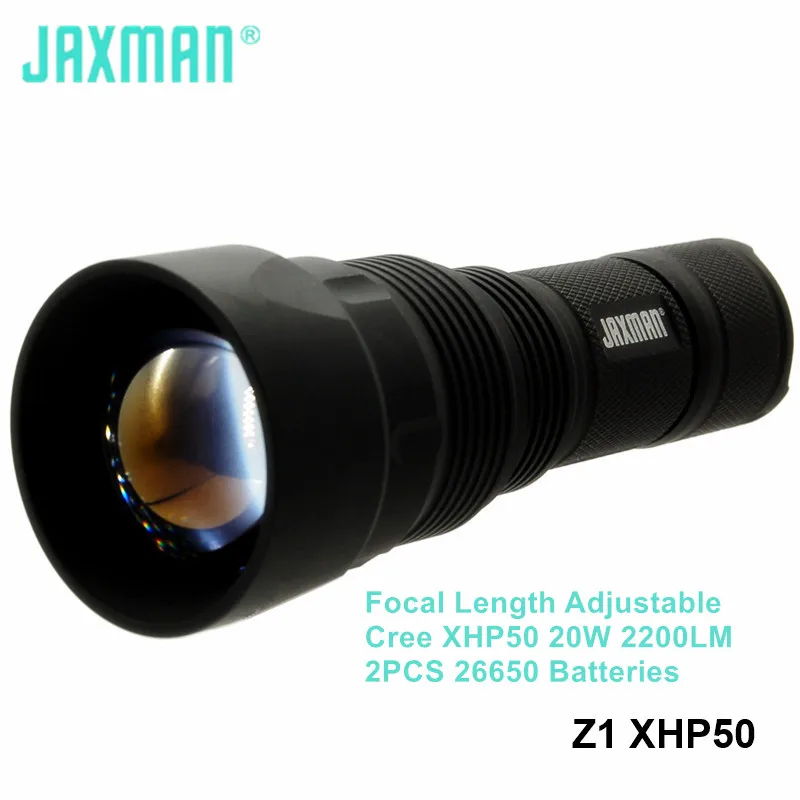 Jaxman Z1 фокусное расстояние Регулируемый зум фонарик Cree XHP50 20 Вт 2200lm 26650 18650 Теплый Холодный белый фонарь с AR объективом