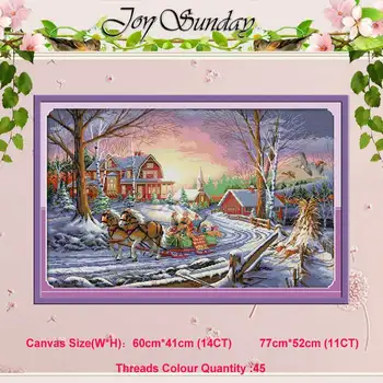 

Winter travel patterns counted 11CT 14CT scenery Cross Stitch Sets DIY Chinese Cross-stitch Kit Embroidery Needlework Home Decor