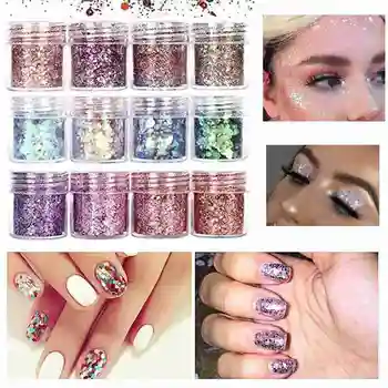 

Nail Art Glitter 12 boxes/Set 3D Nail Art Glitter Mixed 12 colors Nail Glitter Powder Sequins Powder For Nail Art Glitter