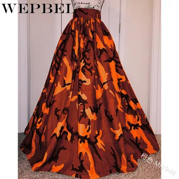 

WEPBEL Long Skirts High Waisted Maxi Skirt Women Fashion Camouflage Casual Evening Skirt Plus Size S-5XL