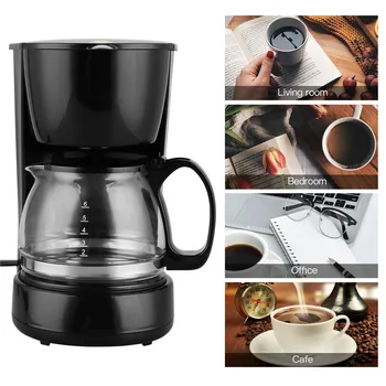 

Automatic Drip Coffee Maker Mini Household Coffee Tea Machine With Glass Pot & Filter Portable Electric Cafeteria Maker