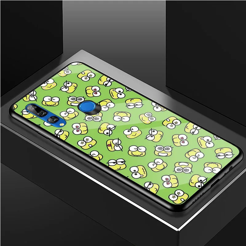 Dễ Thương Ếch Xanh Keroppi DIY Cao Cấp Kính Cường Lực Điện Thoại Ốp Lưng Cho Huawei Honor 30 20 10 Lite Pro 8X 9 10i Bao Vỏ cute huawei phone cases Cases For Huawei