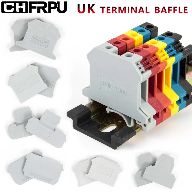 10pcs Chfrpu Uk Series Terminal Block End Cover Plate Din Rail Terminal