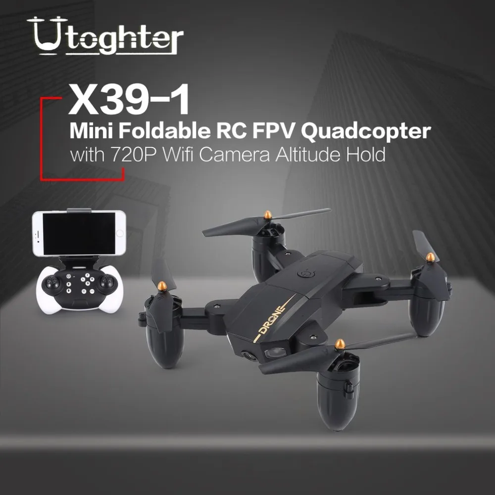 Utoghter X39-1 Карманный Мини FPV складной Дрон Радиоуправляемый квадрокоптер с 720P Wifi HD камера живое видео высота удержания Безголовый режим