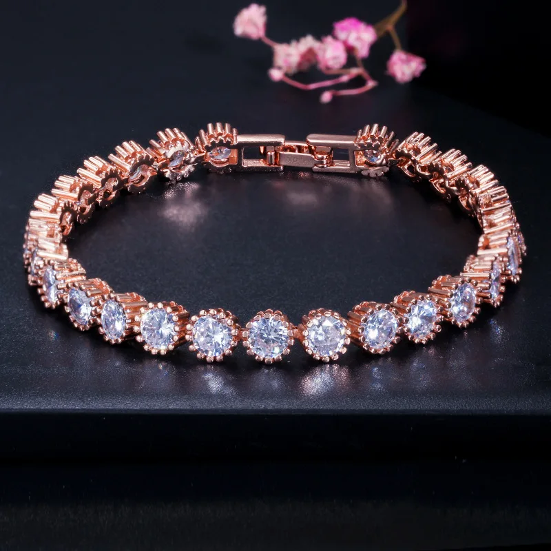 Rose Gold Rainbamabom, этнический, 925 Твердое Серебро, создан Муассанит, драгоценный камень, браслет, очаровательные женские браслеты, хорошее ювелирное изделие - Цвет камня: Rose Gold