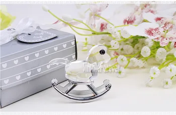 

50pcs Crystal Wooden Horse Ornaments in Gift Boxes Small Crystal Rocking Horse Wedding Supplies Baby Gift Party Favors Giveaway