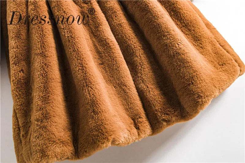 Dressnow женское осенне-зимнее утепленное пальто, Женское пальто из искусственного меха норки, тонкая верхняя одежда с капюшоном, женский длинный пиджак
