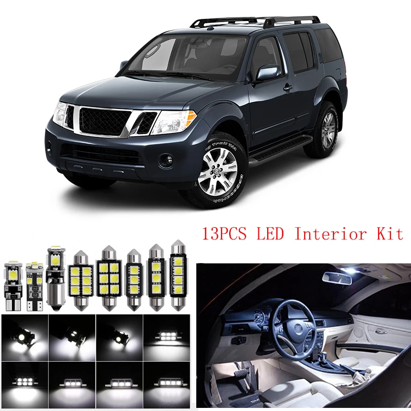 Автомобильные светодиодные лампы внутренний комплект для NISSAN PATHFINDER 4 DR RWD/4WD 2005 2012