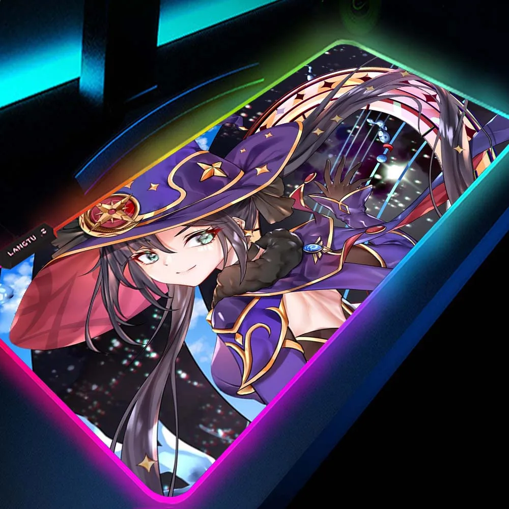 

Genshin Impact Mouse Pad Rgb Xl Large Mousepad Mice Gaming Accessories Anime Otaku Accessories Long Padding Led Mat for Computer