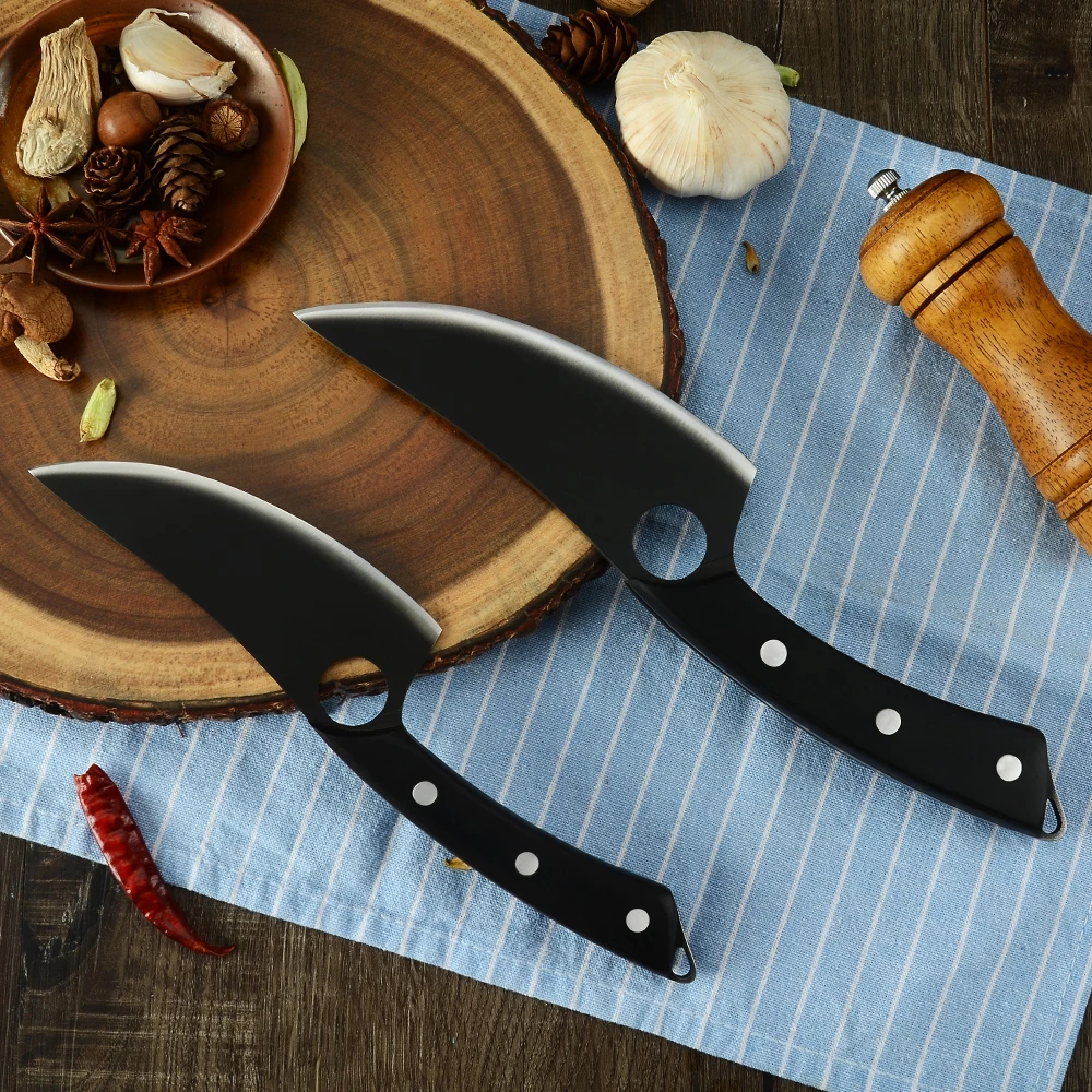 3cr13黑彩木镂空哑光面5 6寸剔骨刀细节 (7)