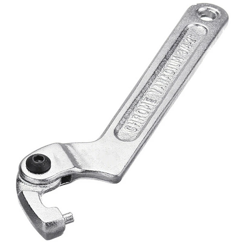 

Adjustable Hook Wrench C Shape Spanner Tool Vanadium Steel 51-121mm with Scale Key Tools for Nut Bolts