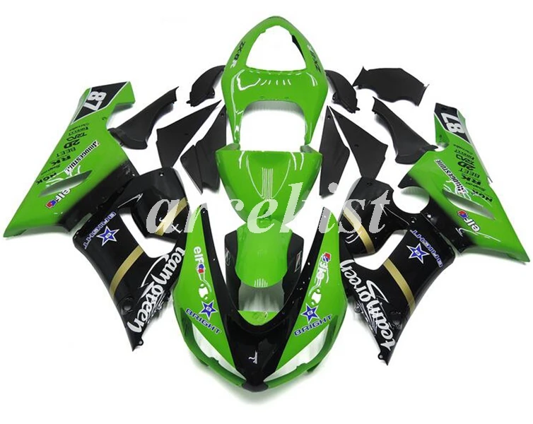 4 подарки ABS мотоцикл Полный обтекатели комплект подходит для Kawasaki Ninja ZX-6R 636 2005 2006 05 06 набор кузова зеленый черный