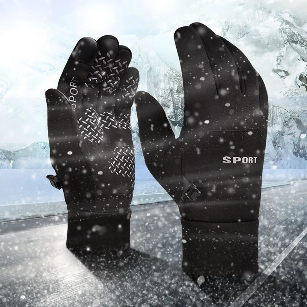 Мужские зимние теплые перчатки, водонепроницаемые ветрозащитные перчатки с сенсорным экраном для езды на велосипеде, утолщенные универсальные велосипедные защитные перчатки