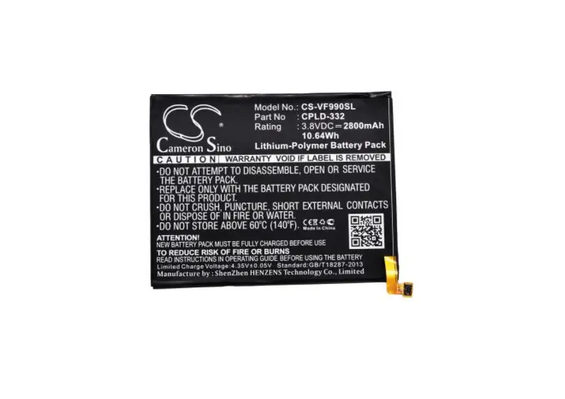 Batteria Cameron Sino 2800Mah Per Vodafone 990N 990N-Pt Smart 4 Max Cpld-332 Cellulare, Batteria Smartphone