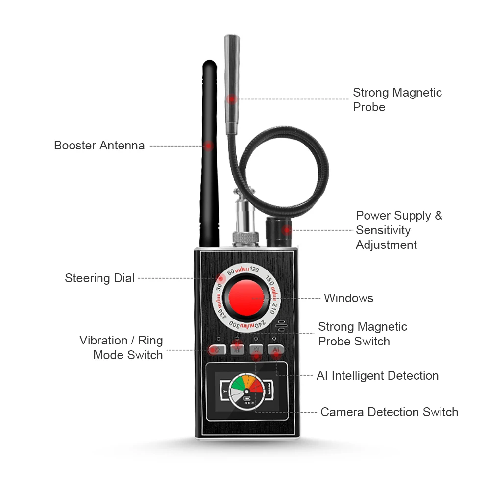 K88 Multi-function GPS Signal Mini Bug Finder AI Anti Candid Hidden Spy Camera Detector Signal Lens Detect Wireless Gadget K18