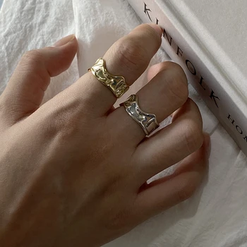 

Silvology Concave Convex Irregular Rings Sterling 925 Silver Chic Japan Korea Creative Rings for Women 925 Fashionable Jewelry