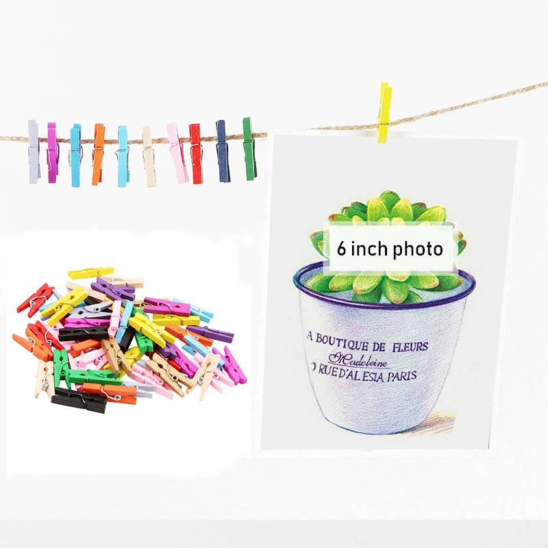 

50PCS Colored Mini Wooden Clips DIY Party Home Decoration Craft Arts Clip Cute Small Clamps For Memo Paper Bookmark Photo Clips