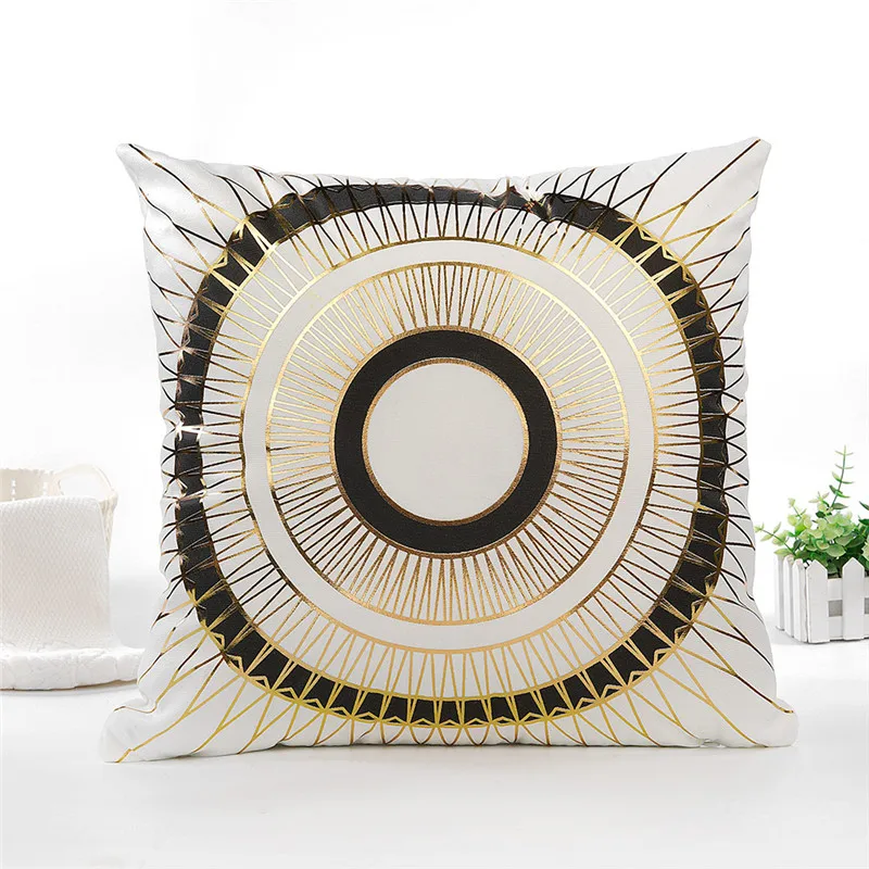 Fuwatacchi Christmas Cushion Cover Black Gold Foil Merry Christmas Pillow Cover Deer Leaf for Home Chair Sofa Decorative Pillows