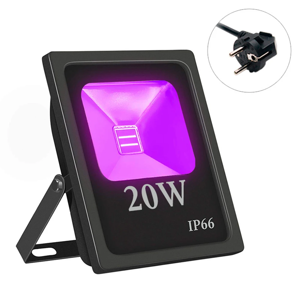 85V-265V Gyms UV LED Wide Angle Bright Flood Light High Power Ultraviolet Blklight Curing Parties Indoor Outdoor Waterproof