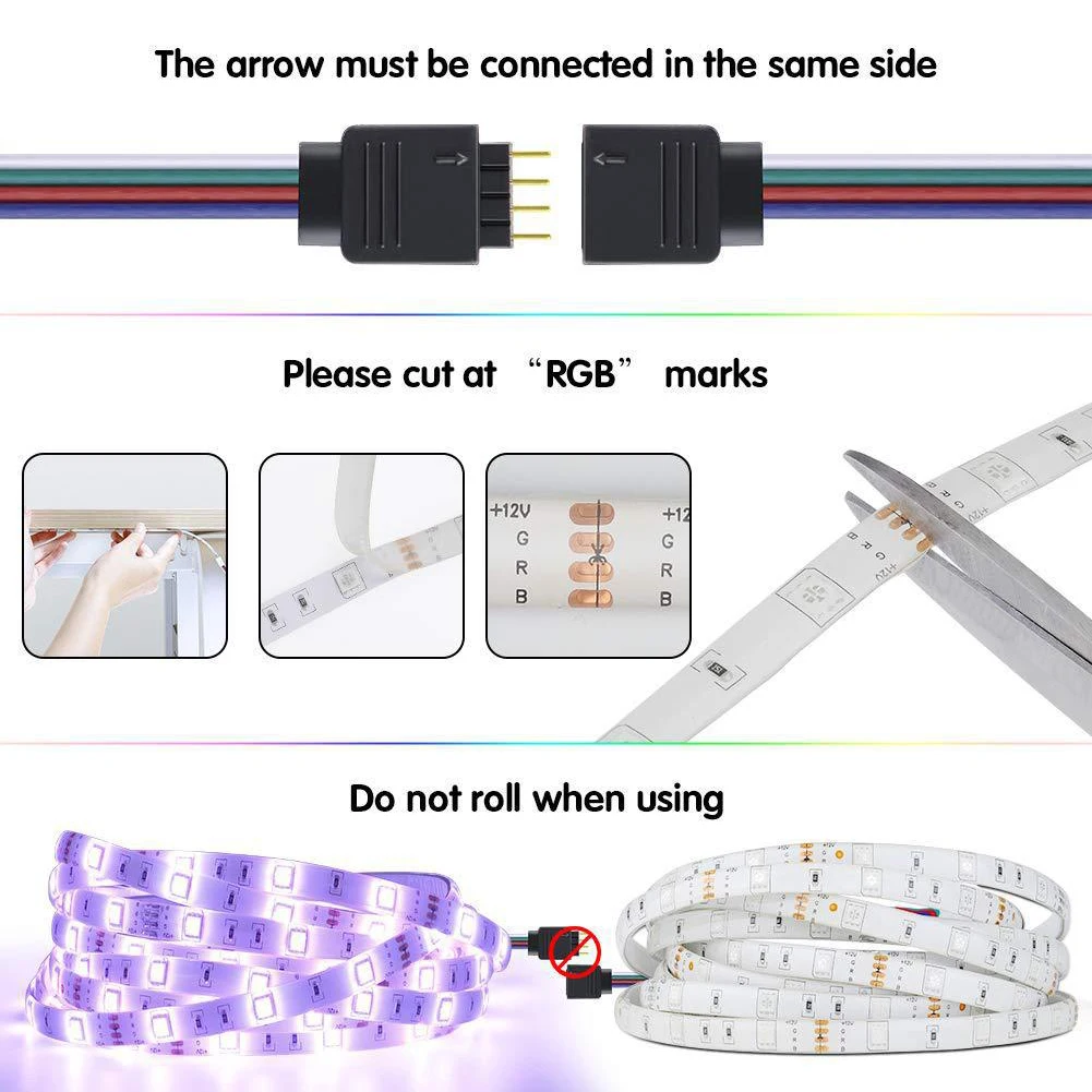 Светодиодная ленсветильник SMD 5050 RGB с Bluetooth управлением для кухни 12 В постоянного