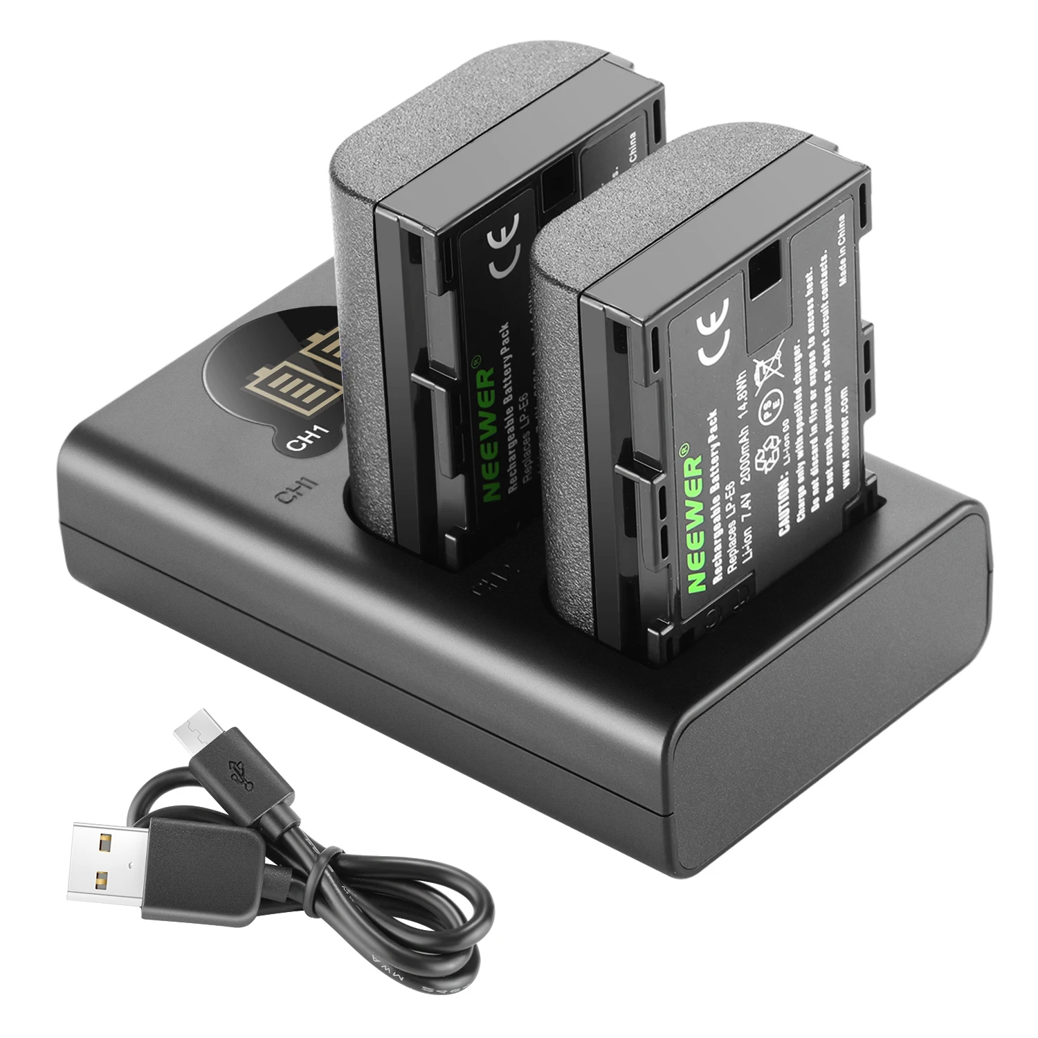 Neewer LP E6 LP E6N Battery Charger Rechargeable Batteries set For