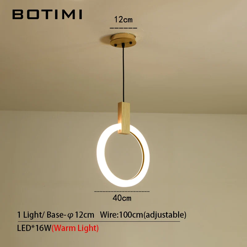 BOTIMI Rings 220V подвесной светильник s для столовой арт деко деревянный светодиодный подвесной светильник для лестницы Светильник для ресторана отеля - Цвет корпуса: 1 Light