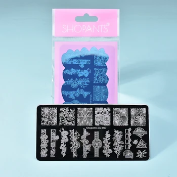 

SHOPANTS 6*12CM Rectangle Flower Leaves Design Image Nail Art Stamp Stencils Geometric Nail Stamping Plates Manicure Templates