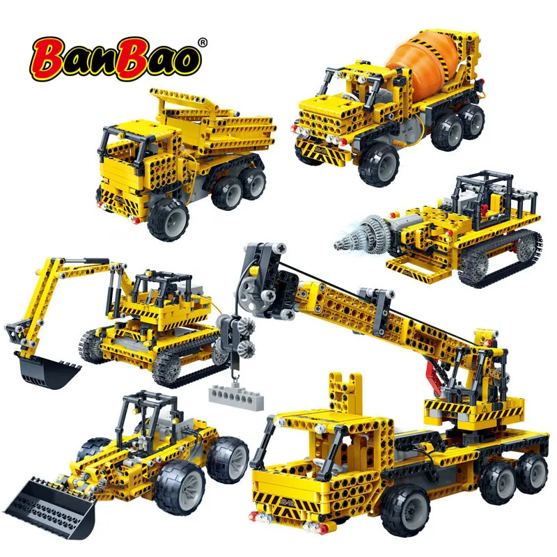 Banbao técnica infravermelho rc engenharia escavadeira guindaste blocos de construção montar tijolos modelo educacional crianças brinquedos presente