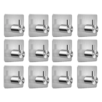 

Towel Hook 12 Pieces Towel Rack Wall Hooks Adhesive Hooks Self-Adhesive Perfect Made Without Drilling Stainless