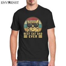 

100% Cotton Cat Graphic Tee Tops Best Cat Dad Ever Cat Daddy Cat Lover T-Shirt Men Kawaii Clothes Funny Adult T-shirt Men Tops