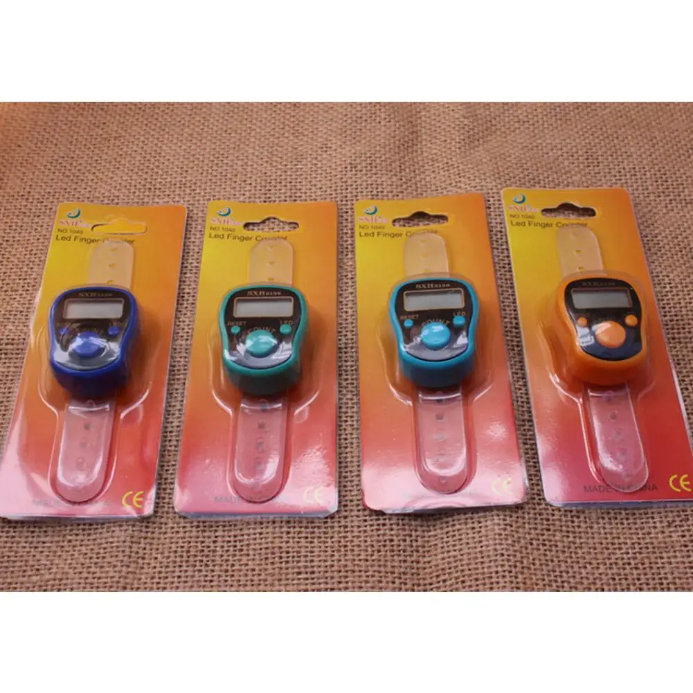 1pcs Portable Electronic Digital Counter Mini LCD Hand Held Finger Ring-type Tally Counter Random Color