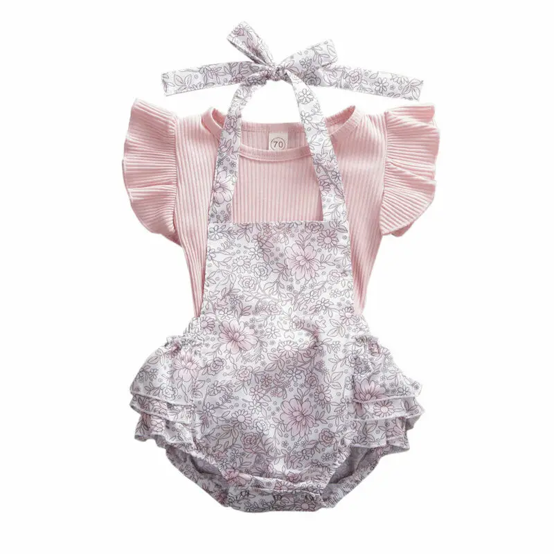 

Lioraitiin 0-18M Fashion Baby Girl Clohtes Outfit Pink Short Sleeve Cotton Shirt Print Floral Shorts Girl Clothes Set