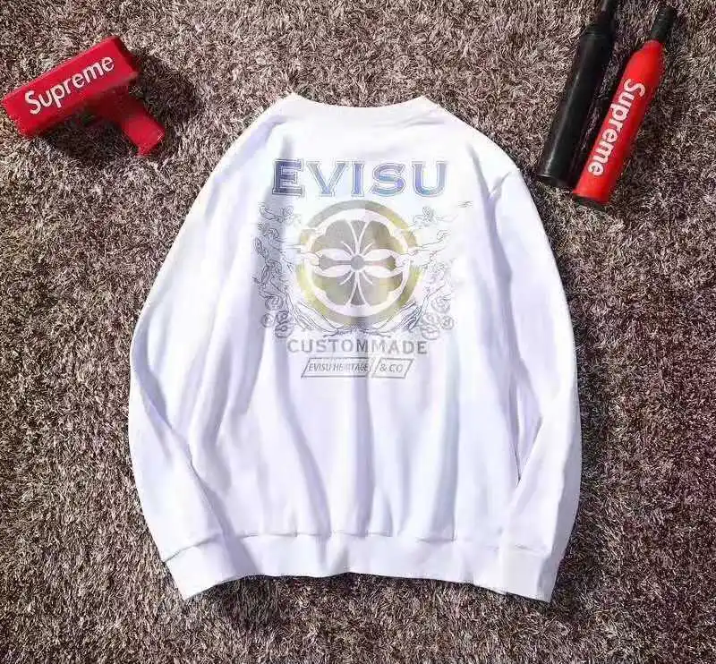 Evisu Мужской Повседневный свитер с круглым вырезом теплая дышащая Модная хлопковая одежда с градиентным принтом и длинными рукавами для мужчин и женщин Одежда для влюбленных