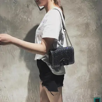 

Chain Sequins Bags Leather Splicing Women Shoulder Crossbody Square Bags