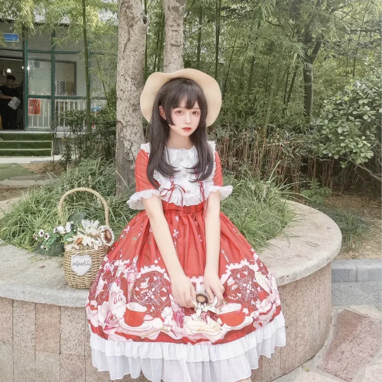 

2020 Spring and summer sweet anime cosplay lolita dress JSK Meow sauce ice cream op long-sleeve Japanese-style soft sister