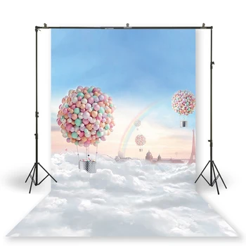 

HUAYI Photography Backdrop Newborns Baby Birthday Studio Photo Background Rainbow Hot Ballon Sky Clouds Photo Backdrops XT-7083