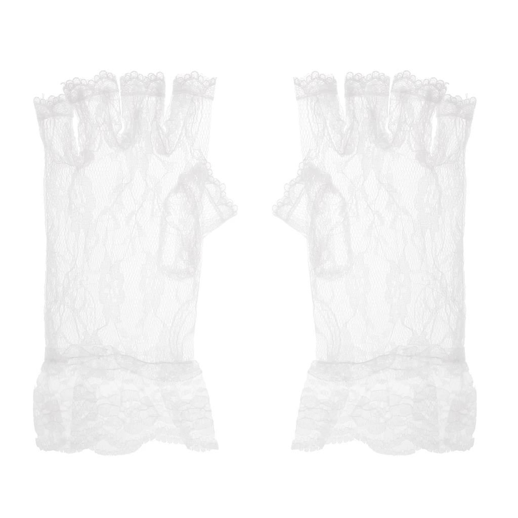Vintage Short Lace Gloves Fingerless Wedding Evening Party Gloves 20s Flapper Gloves Victorian Gothic Fancy Dress Accessories