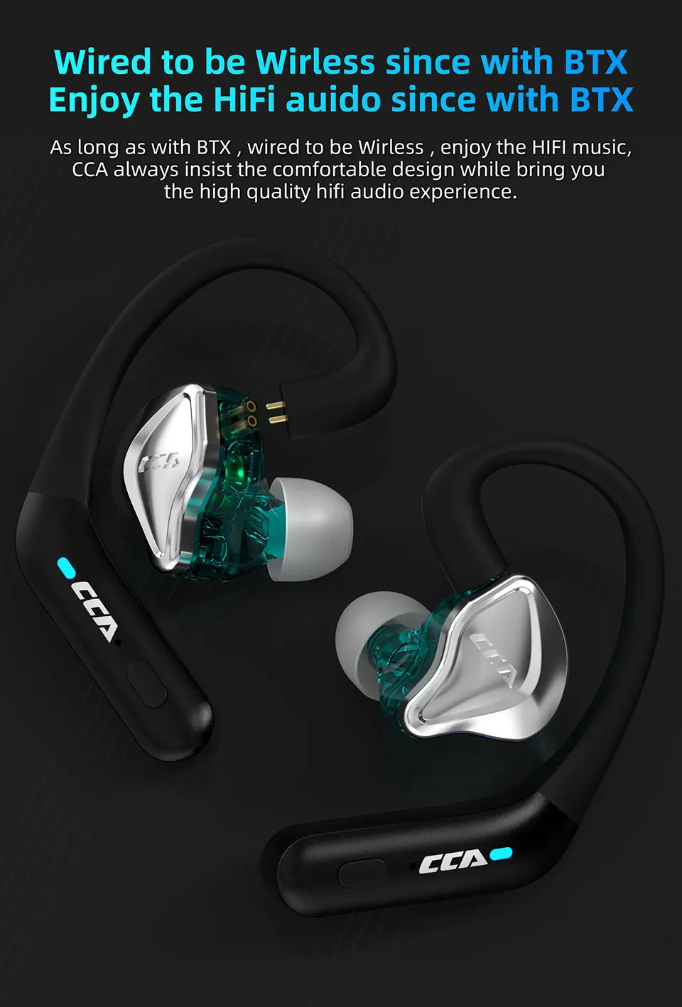 CCA BTX Bluetooth Compatible 5.2 True Wireless Earphones Ear  Sports Earbuds Headset 2 Modes Gamer Headphones Accessories TWS