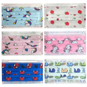 

50Pcs Child Mask Children Cartoon Fashion Face Mask Animal Character Boy Girl Kids Disposable Mouth Mask