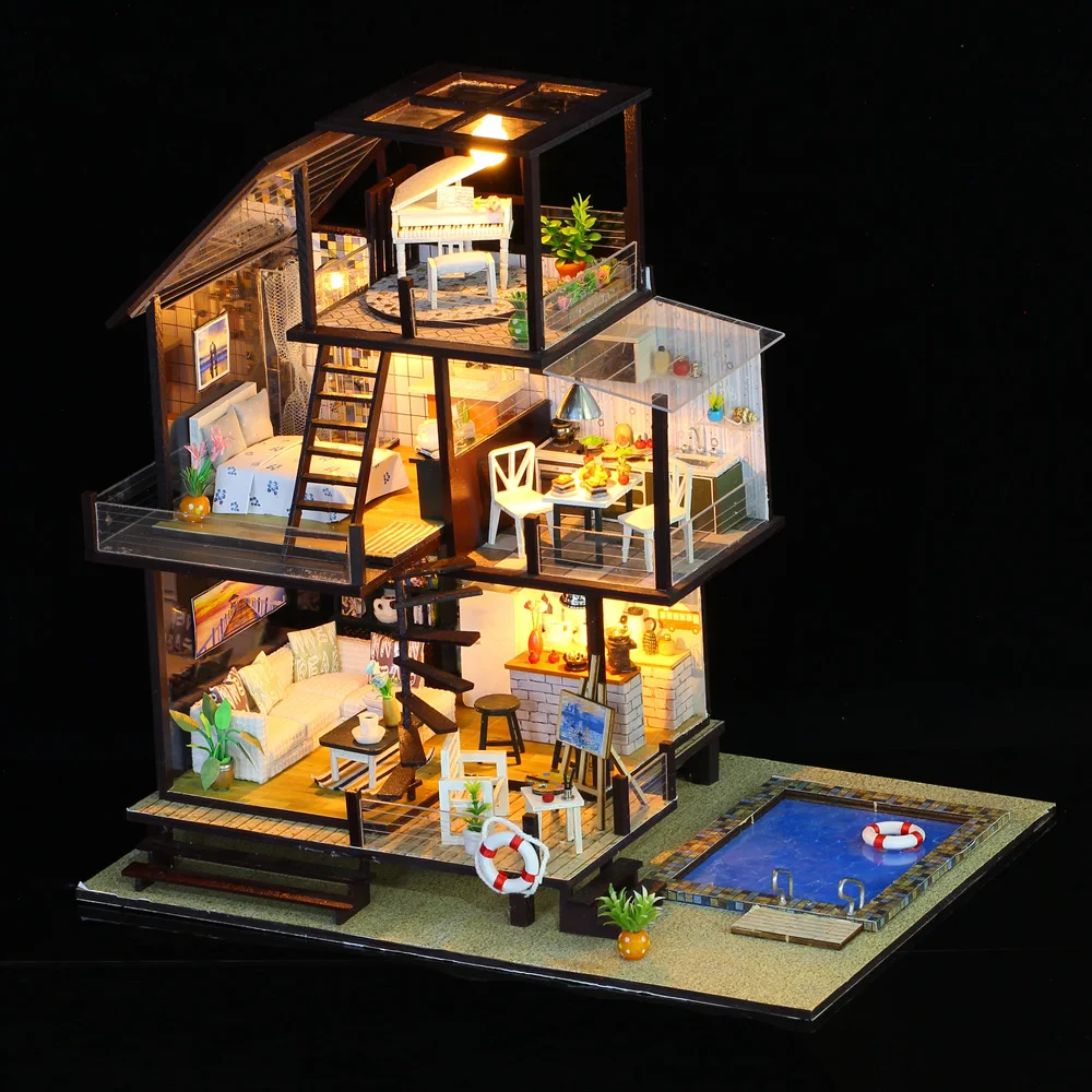 Кукольный домик деревянная мебель миниатюрная коробка сделай сам головоломка 3d